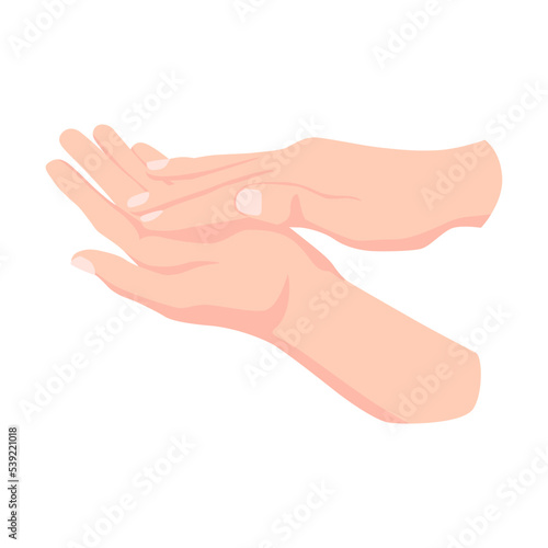 Hand hygiene vector illustration. Person washing hands with soap isolated on white background. Health, hygiene