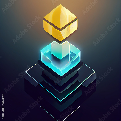 Bitcoin, Ethereum and blockchain technology art concept, cryptocurrency, decentralization and finance, cash, money and investment in btc and eth