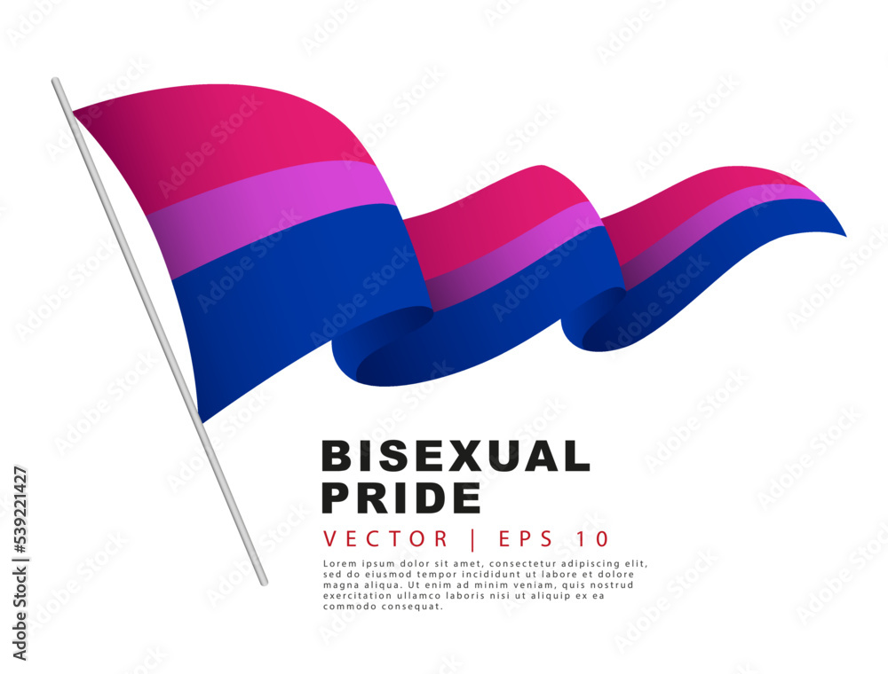 The flag of bisexual pride hangs on a flagpole and flutters in the wind ...