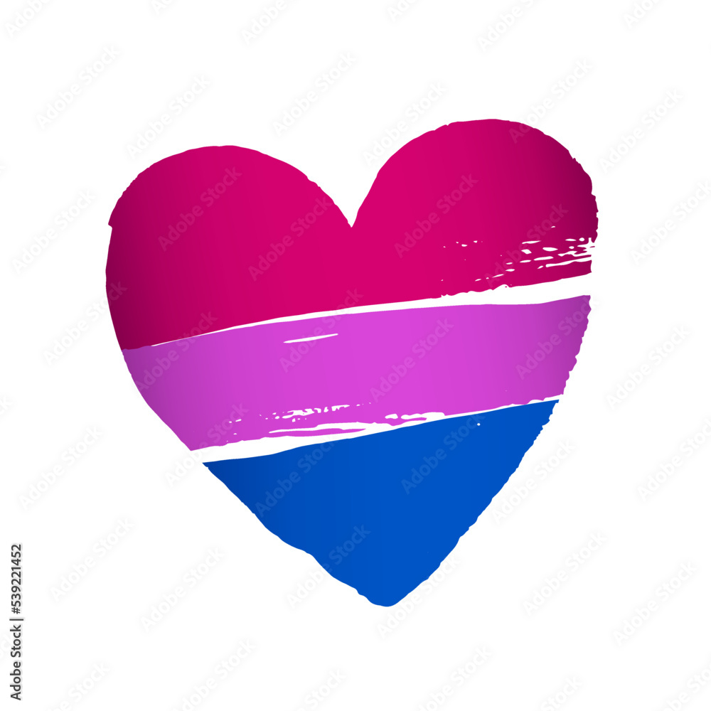 The flag of bisexual pride in the shape of a big heart. A colorful logo of one of the LGBT flags. Sexual identification. Vector illustration The flag of bisexual pride in the shape of a big heart. A colorful logo of one of the LGBT flags. Sexual identification. Vector illustration