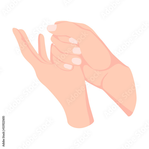 Hand hygiene vector illustration. Person washing hands with soap, cleansing, drying with towel isolated on white background. Health, hygiene, infection