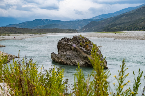 cloudy day on Vjosa River on Albania photo