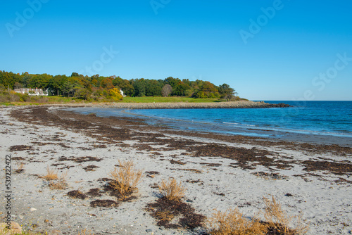 Seapoint Beach in fall next to Crescent Beach on Gerrish Island in Kittery Point, town of Kittery, Maine ME, USA.  photo