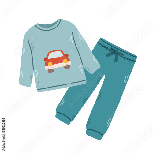 Sleepwear for boys pajama, nightgown, sleep suit, isolated vector eps 10