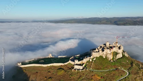 Aerial view of Spis Castle in the town of Spisske Podhradie in Slovakia photo
