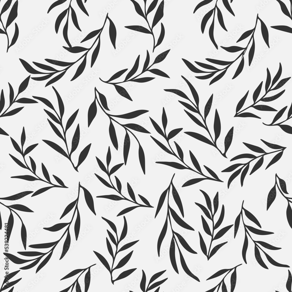 Silhouettes of leaves olive seamless pattern Silhouettes of leaves olive seamless pattern