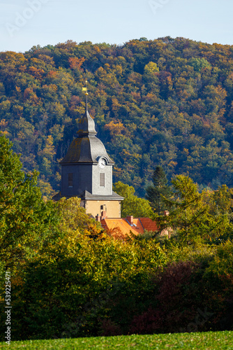 The church tower of Herleshausen in Hesse