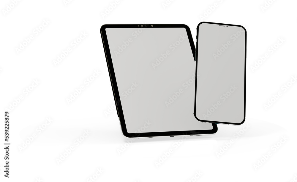 Modern tablet computer stand with blank screen isolated on white background Modern tablet computer stand with blank screen isolated on white background
