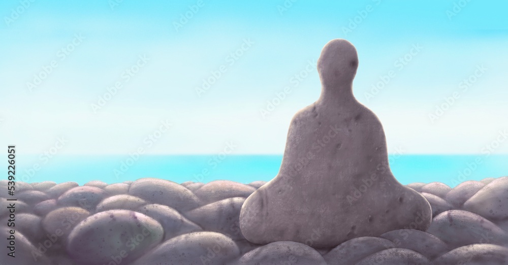 Meditation stone at the beach, Concept idea art of spiritual, soul, nature, faith and sea. Surreal conceptual artwork. 3d illustration. painting. Meditation stone at the beach, Concept idea art of spiritual, soul, nature, faith and sea. Surreal conceptual artwork. 3d illustration. painting.