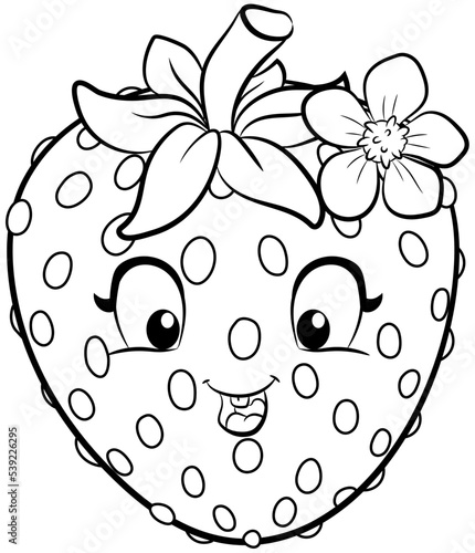 Niedliche Erdbeere mit Gesicht - Vektor-Illustration