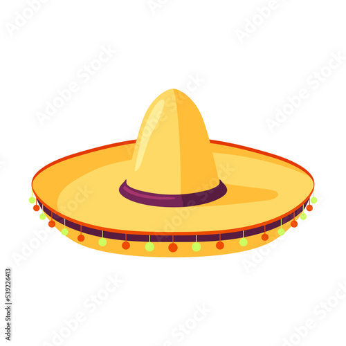 Cartoon Mexican traditional symbol. Flat vector illustration. Colorful of sombrero. Culture, travel, Mexica concept