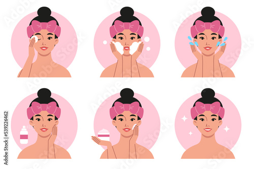 set of girls skin care routine