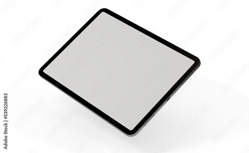 Modern tablet computer stand with blank screen isolated on white background Modern tablet computer stand with blank screen isolated on white background