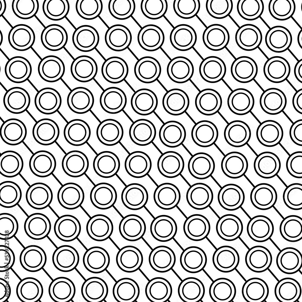 Simple monochrome geometric pattern with lines and circles on white background