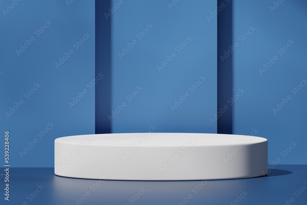 White podium on a blue background, 3d render White podium on a blue background, 3d render