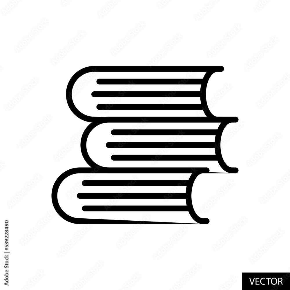 Books vector icon in line style design for website, app, UI, isolated on white background. Editable stroke. Vector illustration. Books vector icon in line style design for website, app, UI, isolated on white background. Editable stroke. Vector illustration.
