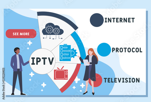 IPTV - Internet protocol television acronym. business concept background. vector illustration concept with keywords and icons. lettering illustration with icons for web banner, flyer, landing pag