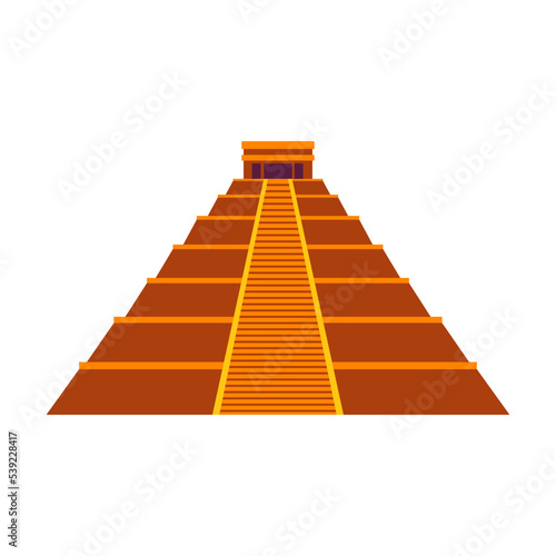 Cartoon Mexican traditional symbol. Flat vector illustration. Colorful pyramid. Culture, travel, Mexica concept