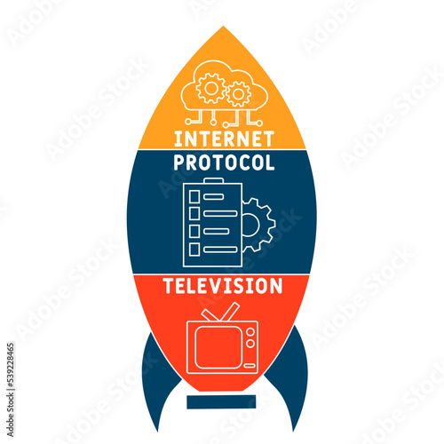 IPTV - Internet protocol television acronym. business concept background. vector illustration concept with keywords and icons. lettering illustration with icons for web banner, flyer, landing pag