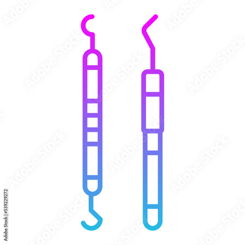 Dental Probe Line Gradient Icon