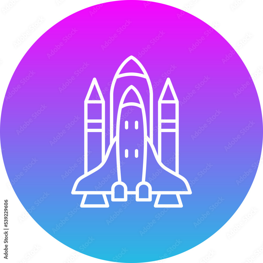 Space Shuttle Gradient Circle Line Inverted Icon