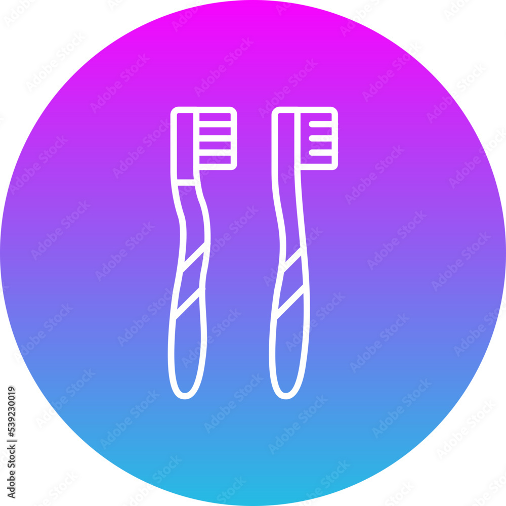 Toothbrushes Gradient Circle Line Inverted Icon Toothbrushes Gradient Circle Line Inverted Icon