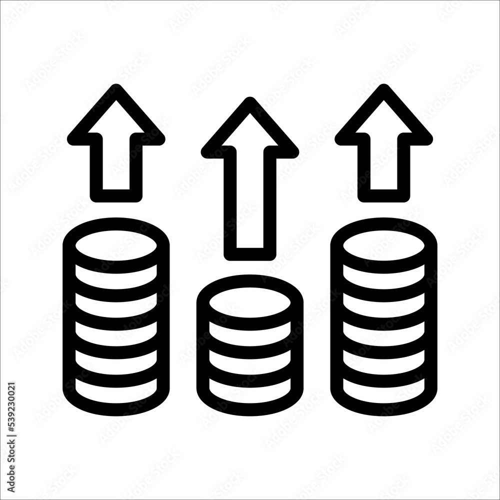 Inflation line icon. Money tax rate sign. Financial interest symbol. Quality design elements. Linear style inflation icon. Editable strokes. Vector. on a white background. Inflation line icon. Money tax rate sign. Financial interest symbol. Quality design elements. Linear style inflation icon. Editable strokes. Vector. on a white background.