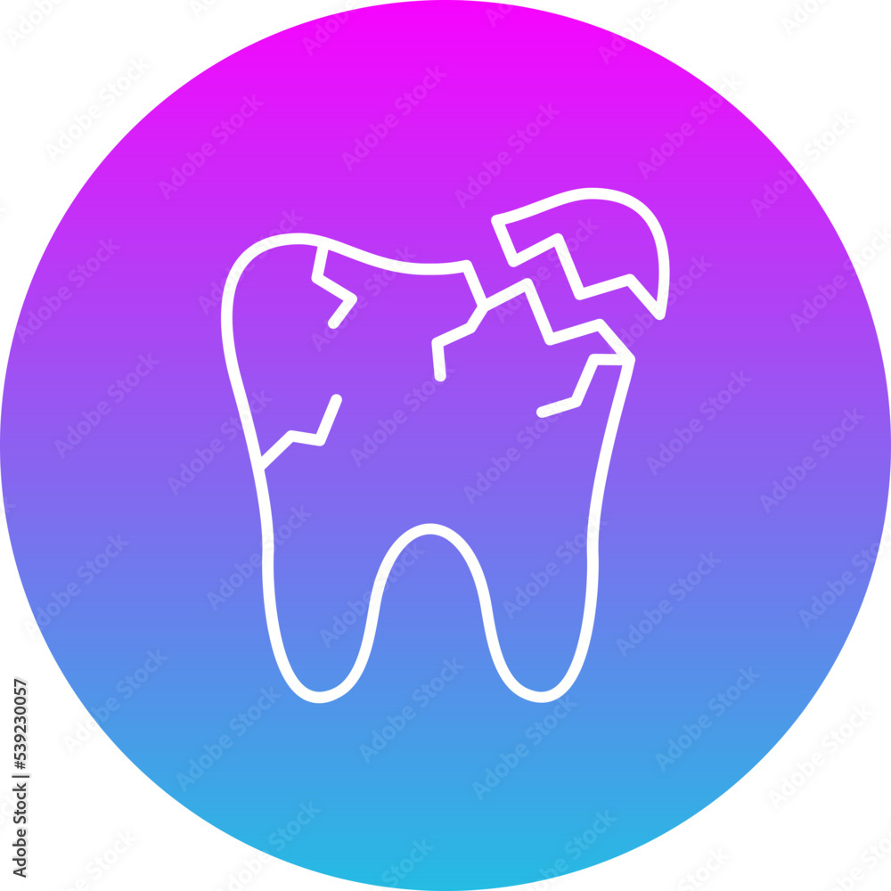 Broken Tooth Gradient Circle Line Inverted Icon Broken Tooth Gradient Circle Line Inverted Icon