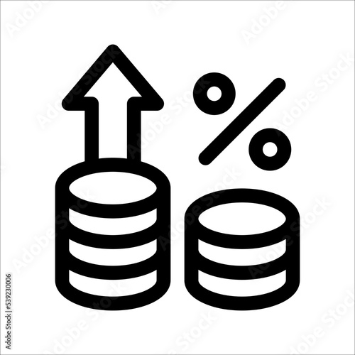 Inflation line icon. Money tax rate sign. Financial interest symbol. Quality design elements. Linear style inflation icon. Editable strokes. Vector. on a white background.