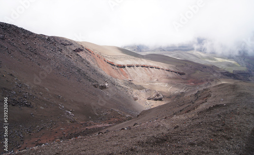 Climbing route to the Cotopaxi volcano in the Andes of Ecuador
