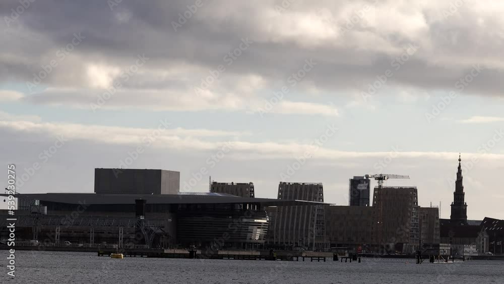 Copenhagen, Denmark A sea and harbor view of the Opera House. Copenhagen, Denmark A sea and harbor view of the Opera House.