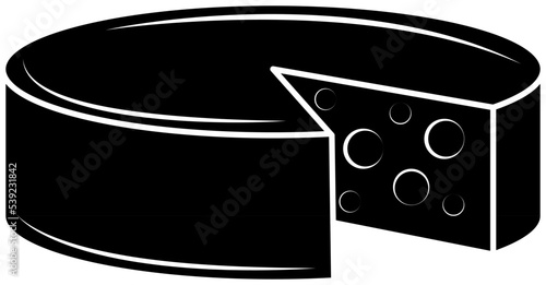 Vector image (icon, symbol) of a cheese head, with a cut out sector