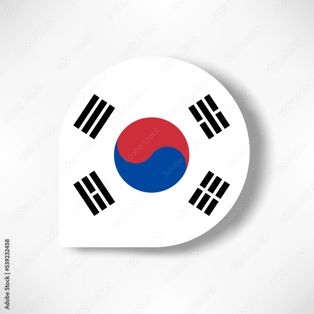 South Korea drop flag icon with shadow on white background. South Korea drop flag icon with shadow on white background.