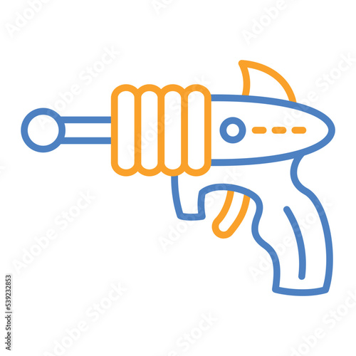 Space Gun Blue And Orange Line Icon