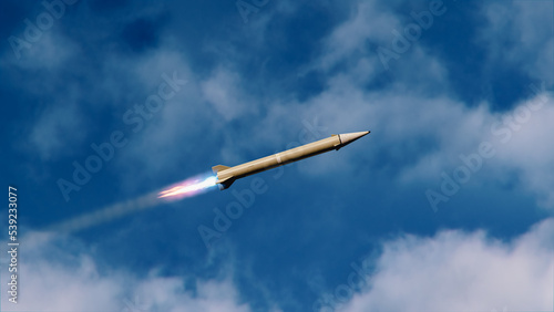 Long range cruse missile flying, 3d render