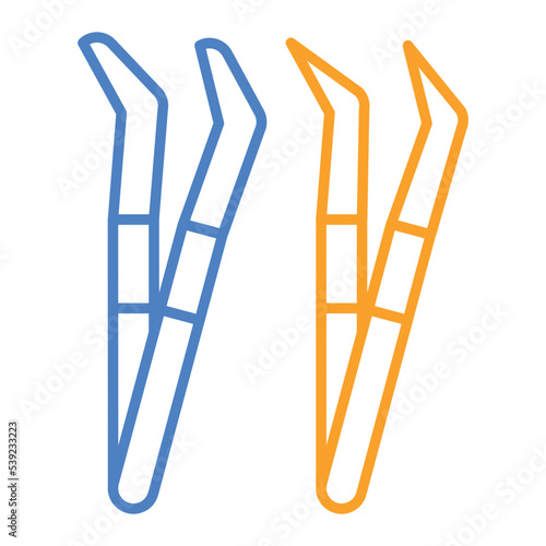 Tweezers Blue And Orange Line Icon