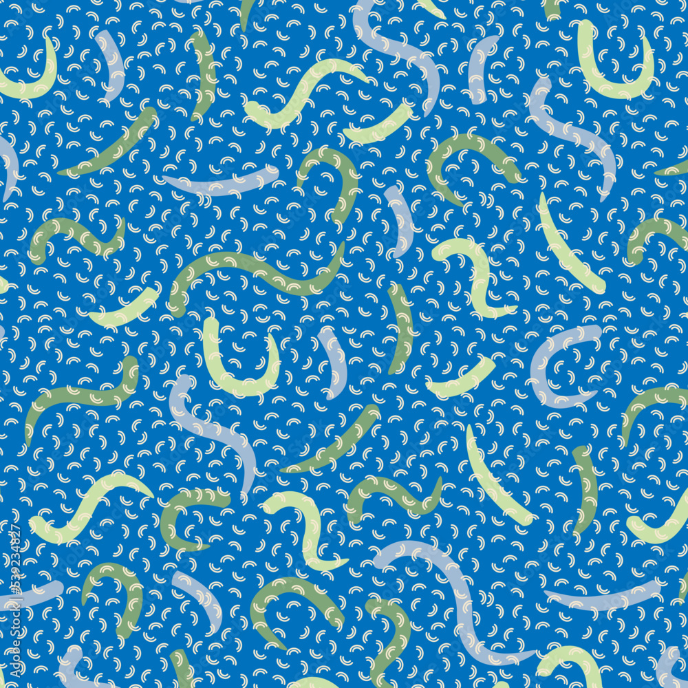 Organic Shape Memphis Pattern. Blue Watery Aqua Vibes Memphis Pattern Background Vector Illustration
