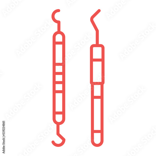 Dental Probe Multicolor Line Icon