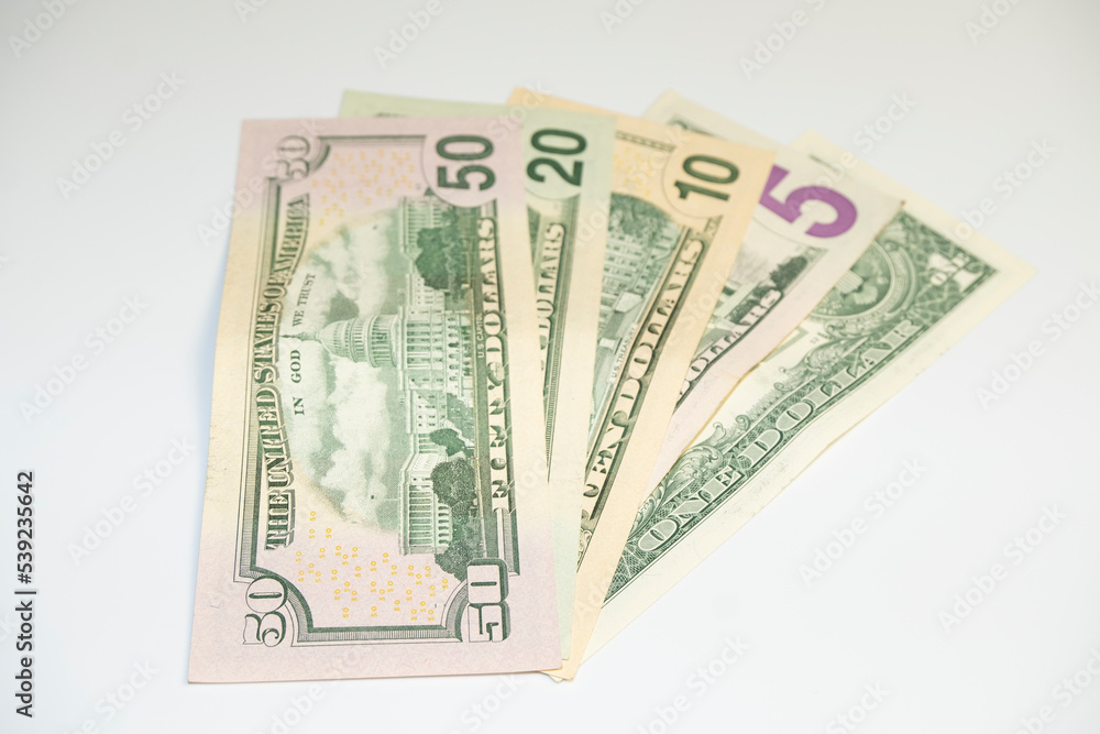 banknotes of different denominations, cash dolors banknotes of different denominations, cash dolors