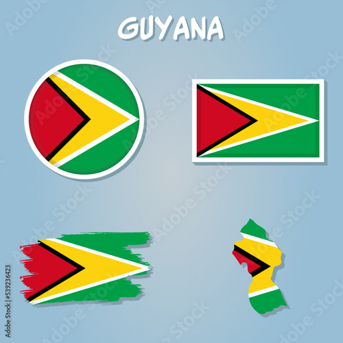 Free Download Flag Map of Guyana, vector isolated simplified illustration icon with silhouette of Guyana map. - GFXLoad