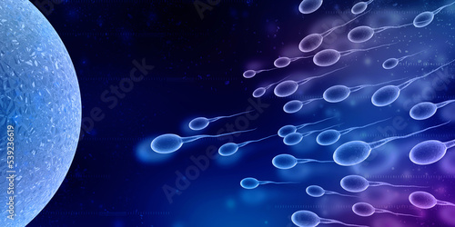 Принти на полотні 3d illustration showing sperms and egg