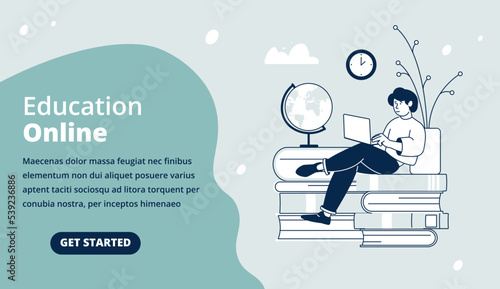 Online education web page template. Website landing layout