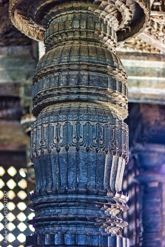 Soft Rock Pillars of belur and halebid, Karnataka  photo