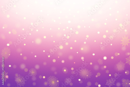 Pink purple abstract bokeh background with snowflakes. Christmas background