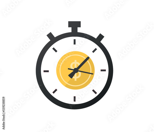 Financial concept, money investment, time and money icon. 