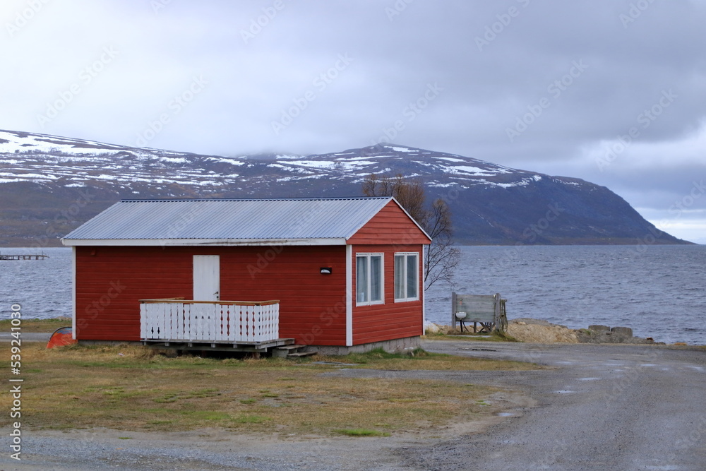 landscape view to Porsangerfjorden at Finnmark, Norway
