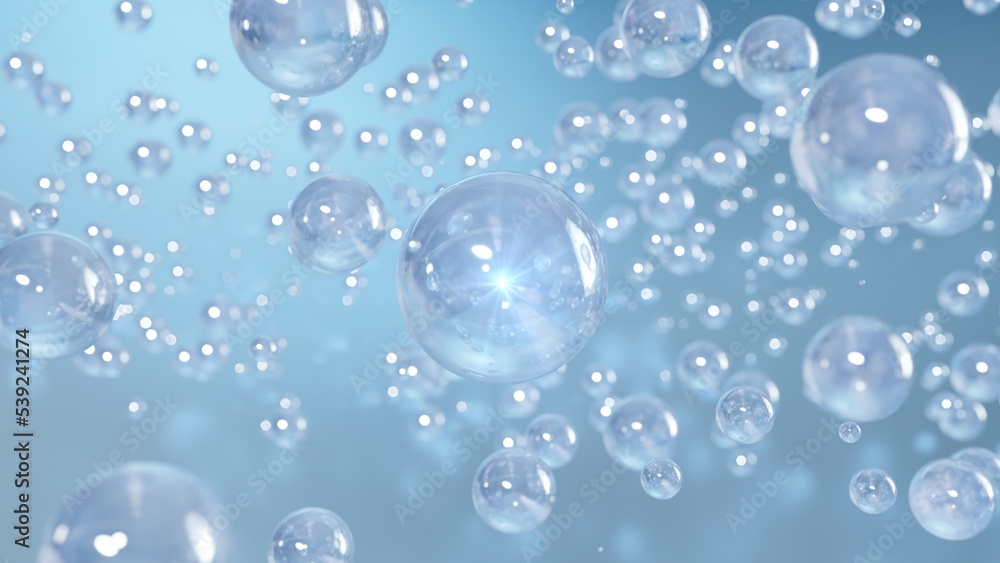 3D cosmetic rendering Bubbles of serum on a blurry background. Cosmetics miracle bubble design iridescent liquid blobs floating in space, transparent balls, and create bubbles. 3D cosmetic rendering Bubbles of serum on a blurry background. Cosmetics miracle bubble design iridescent liquid blobs floating in space, transparent balls, and create bubbles.