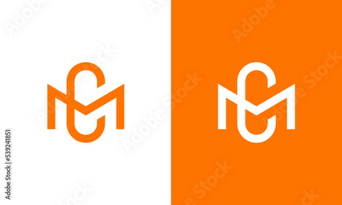 CM, MC letters modern minimal and creative lettermark monogram logo design concept