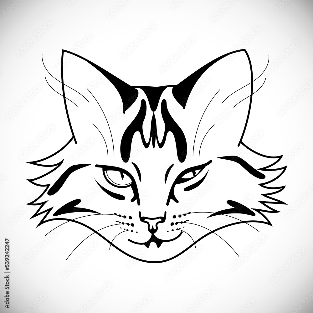 Obraz premium Smirking sly face of striped cat