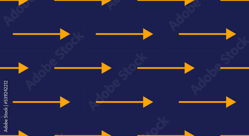 Seamless pattern  yellow vector arrow on blue  straight line  modern minimalist style